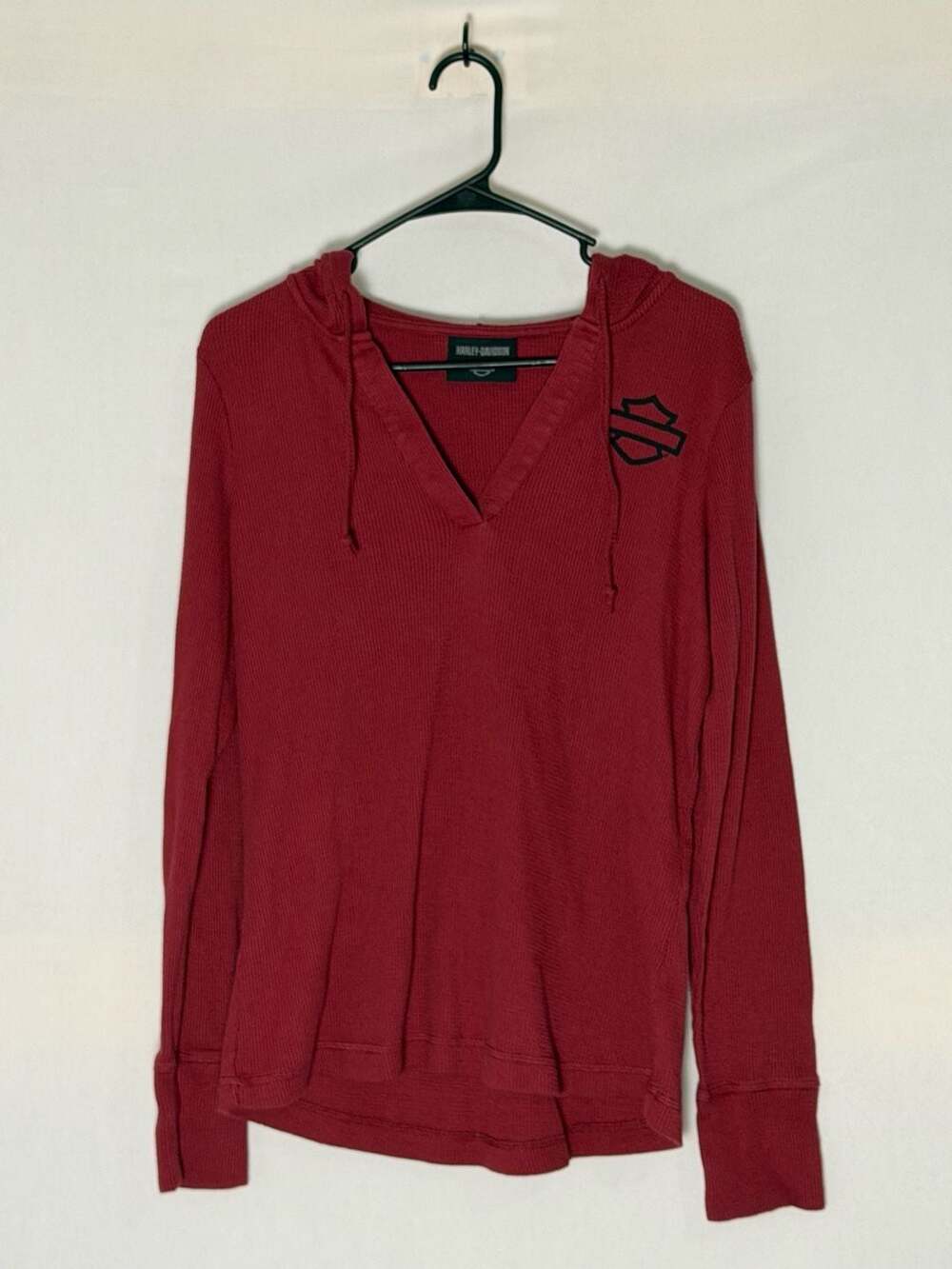 Harley-Davidson Hooded Thermal Shirt Red Bar & Shield Graphic Size Large